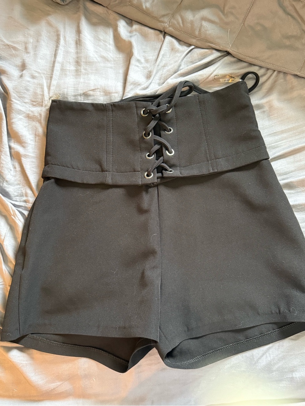 High-Waist Lace-Up Black Women's Shorts